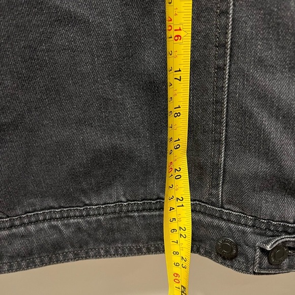 Old Navy Boyfriend Jean Jacket Black Denim Metal Button Sherpa Lined Women Sz M - Picture 8 of 9